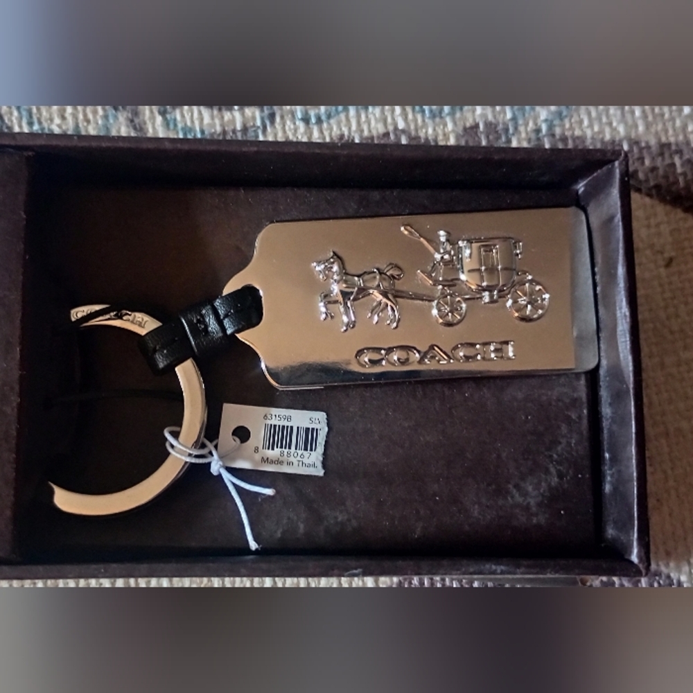 Coach Silver Metallic and Black Key Holder